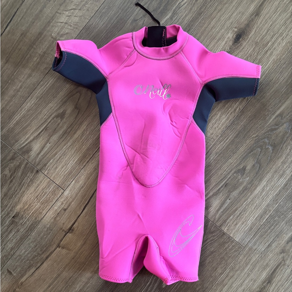 O’Neill Toddler 2T Black & Pink summer Wetsuit UPF 50 Preowned pool surf beach
